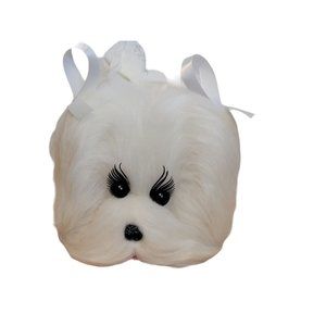 Furry Dog Vintage Boutique Tissues Kleenex Box Cover White Handmade Retro 1976